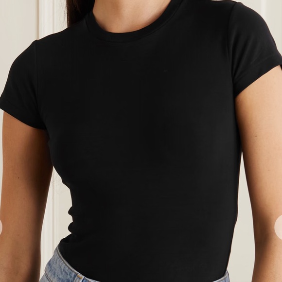 Re/Done Tops - Re/Done Stretch-Cotton Jersey Bodysuit in Black XS